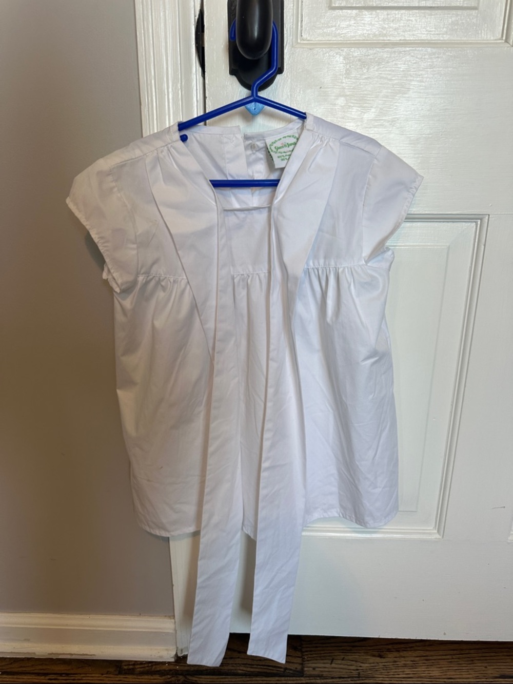 Girls White Tie-Front Cotton Blouse